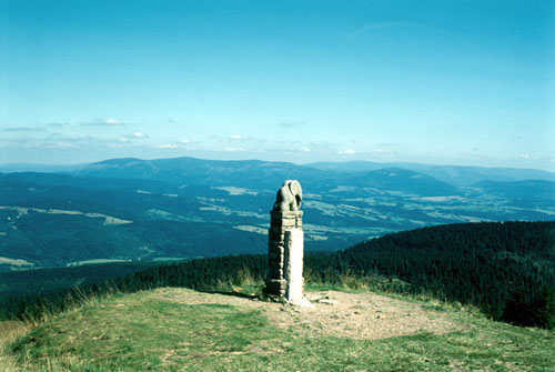 Statue of elephant near the top of Králický Snìžník